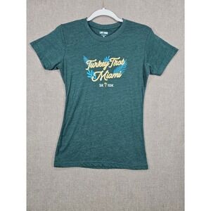 Life Time Turkey Trot Miami 5K 10K Womens T-Shirt Medium Green Graphic Tee
